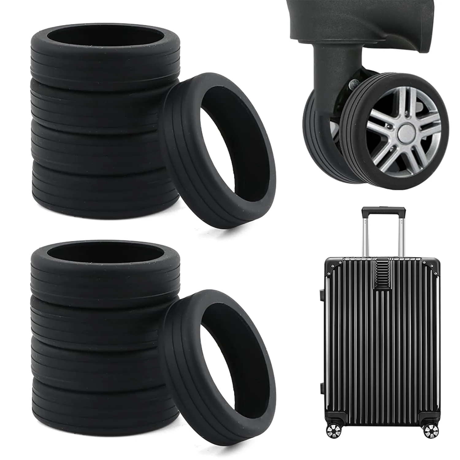 12pcs Luggage Wheel Covers,Spinner Luggage Replacement Wheels,Suitcase Wheel Covers, Silicone Cover for Luggage Wheel, No Noise Trolley Case Caster Cover,Suitable for 5-8cm Wheel