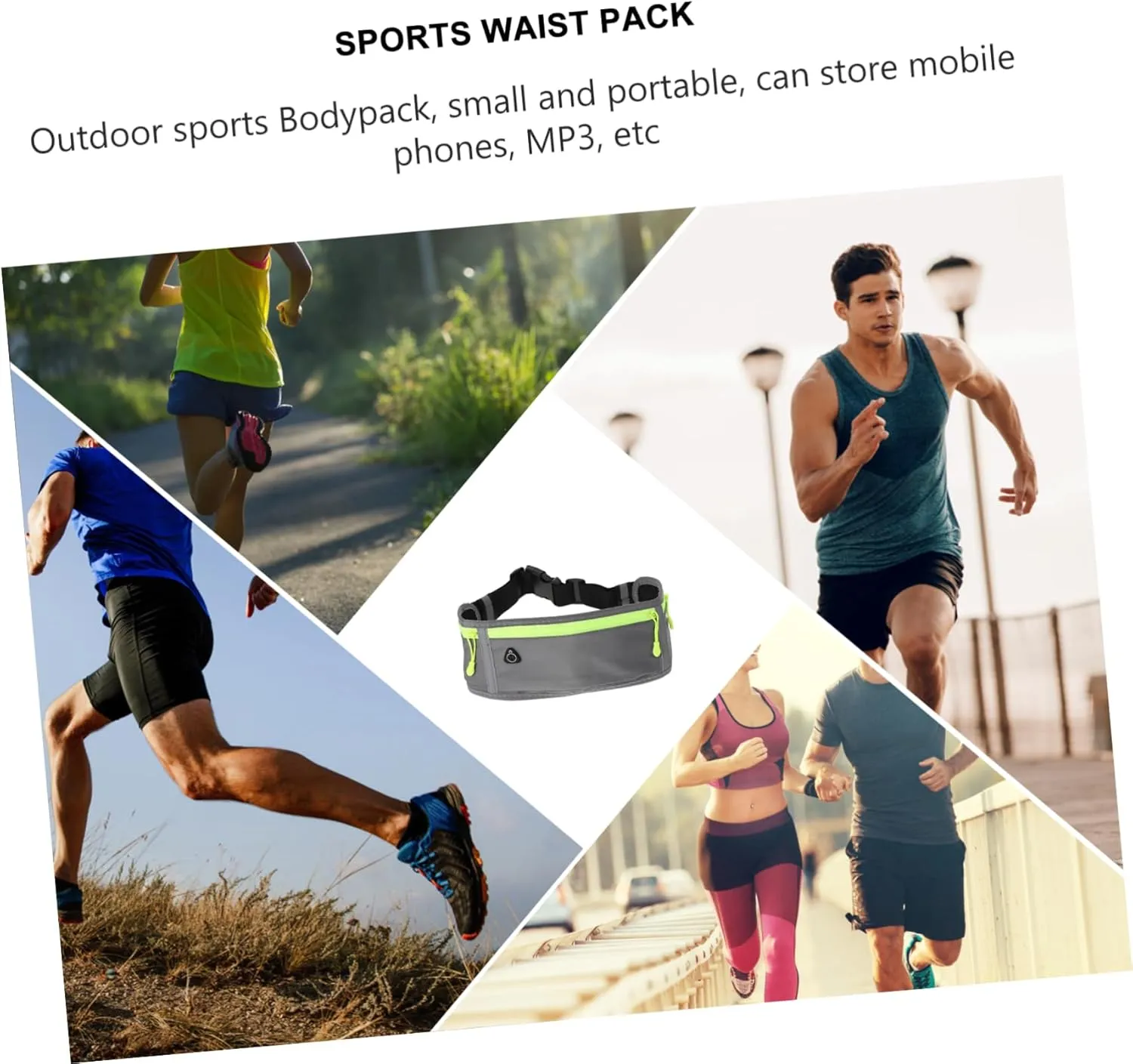 1pc Outdoor Waist Pack Lightweight Adjustable Phone Fanny Pack Phone Waist Bag for Men Sports Waist Pouch Headphone Jack Leakproof Pouch for Music Phone Grey