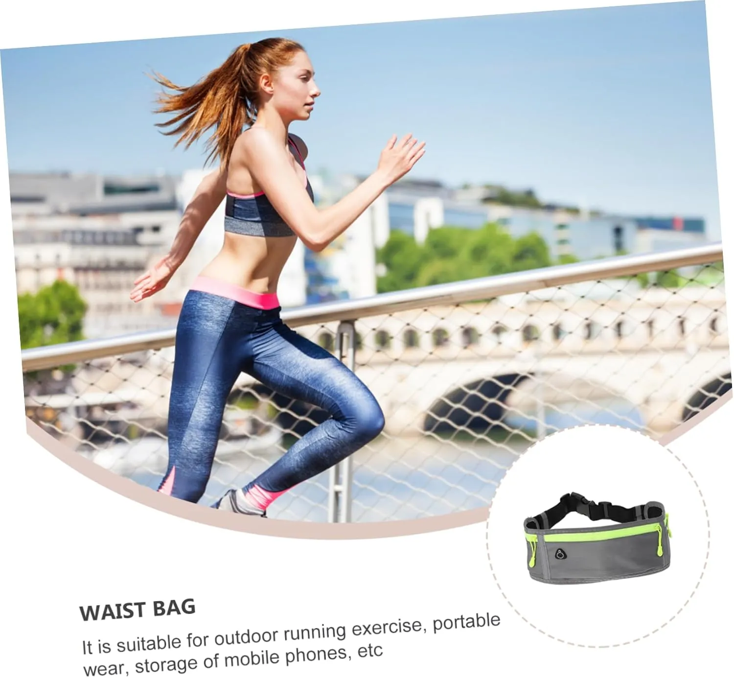 1pc Outdoor Waist Pack Lightweight Adjustable Phone Fanny Pack Phone Waist Bag for Men Sports Waist Pouch Headphone Jack Leakproof Pouch for Music Phone Grey