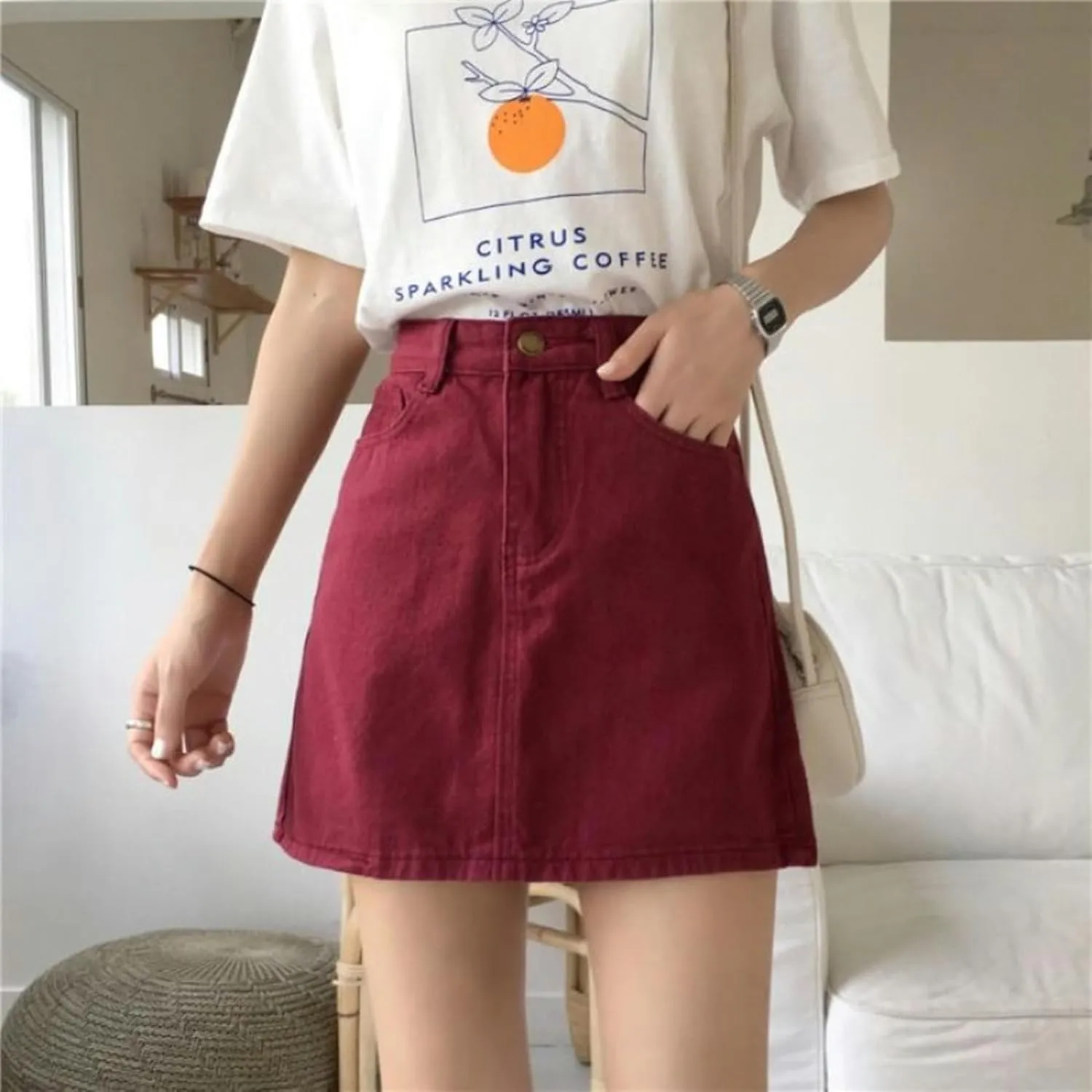2023 Summer New Women Skirt Denim Skirt Students High-Waisted Skinny Versatile A-line Skirt Female