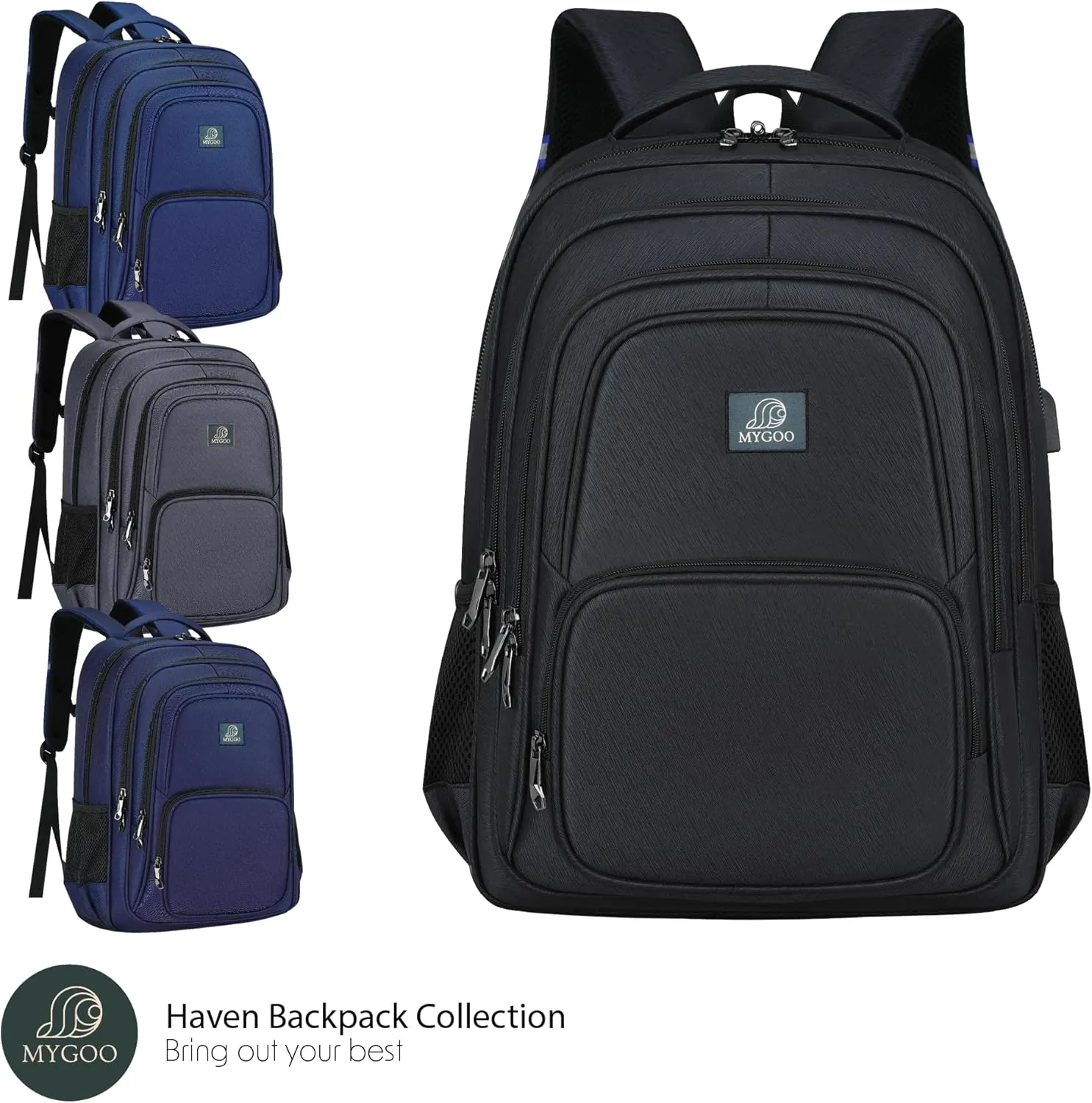 29L Premium Unisex Travel Backpack | Charcoal Black Laptop Bag | Versatile for College, Work & Adventure | USB Charging Port