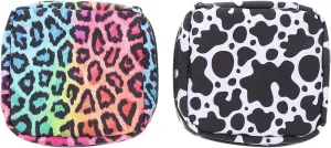 2pcs Leopard Napkin Bag Menstrual Pad Pouches Pad Holder Tampon First Period Bag Coin Purse Wallet Diaper Bag for Lipstick Tissue
