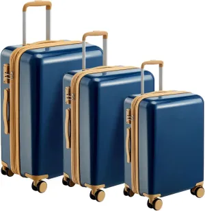 3 Piece Luggage Travel Sets with TSA Lock, Telescopic Handle, 360  Silent Dual Wheel, Side Handles and Safety Feet Hardshell Suitcase, 20''24''28'' Available Blue One Size