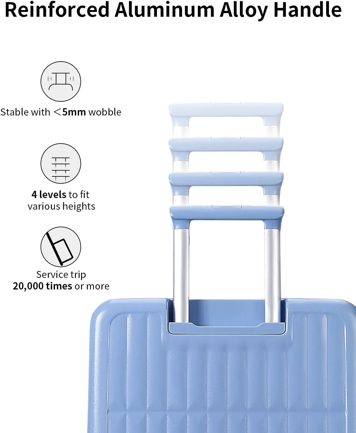 70/30 Split Open 24 Inch Checked Luggage with Spinner Wheels,Travel Suitcase with Adjustable Velcro for Flexible Large Capacity,Hardside Suitcase for Men Women,for 12 Days Travel,Blueberry Blue