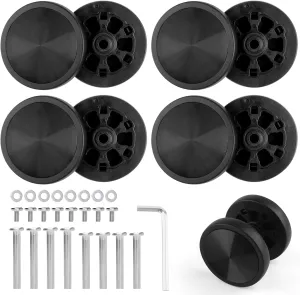 8Pcs Luggage Wheels Replacement Kit,360 Spinner Suitcase Wheels,60mm Rubber Caster Wheels Mute Flexible Smooth Swivel whith Wheel Covers Axles Screws Washers Wrench for Trolley Bag Travel Box