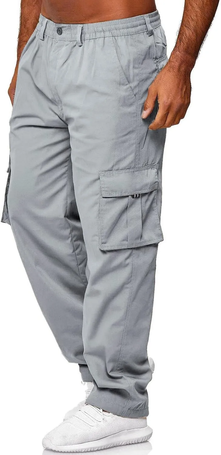 AIFARLD Men's Cargo Pants with Pockets Cotton Hiking Sweatpants Casual Athletic Jogger Sports Outdoor Trousers Relaxed Fit