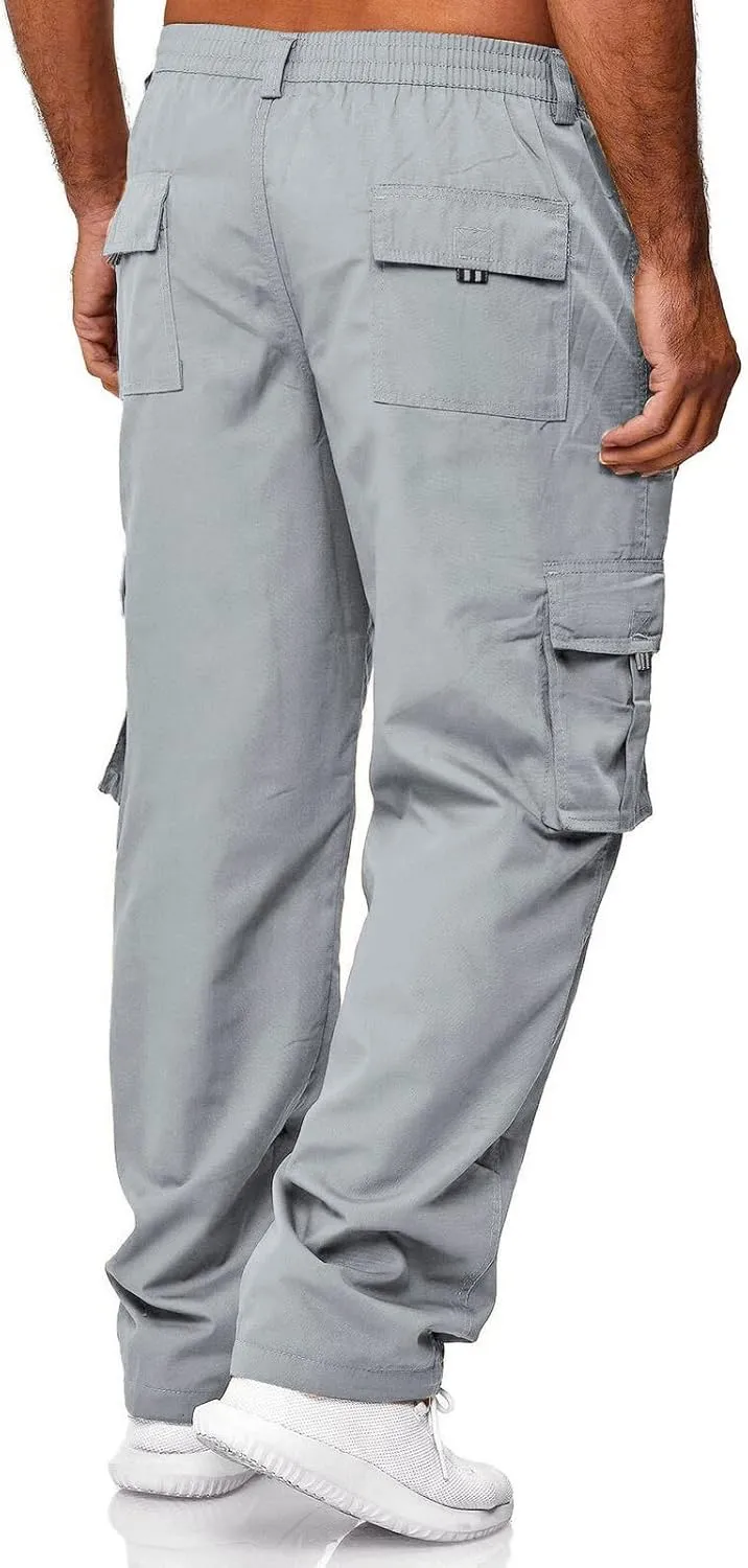 AIFARLD Men's Cargo Pants with Pockets Cotton Hiking Sweatpants Casual Athletic Jogger Sports Outdoor Trousers Relaxed Fit