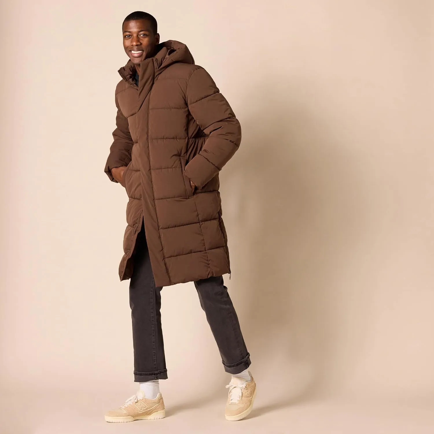 Amazon Essentials Men's Hooded Long Puffer Coat