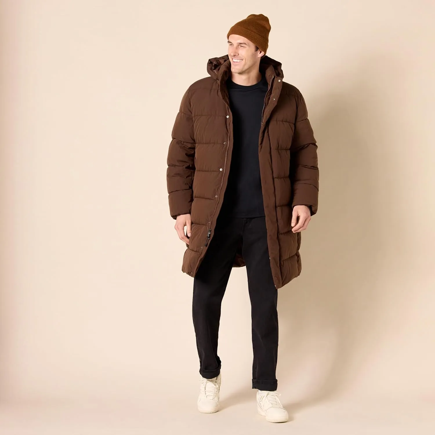 Amazon Essentials Men's Hooded Long Puffer Coat