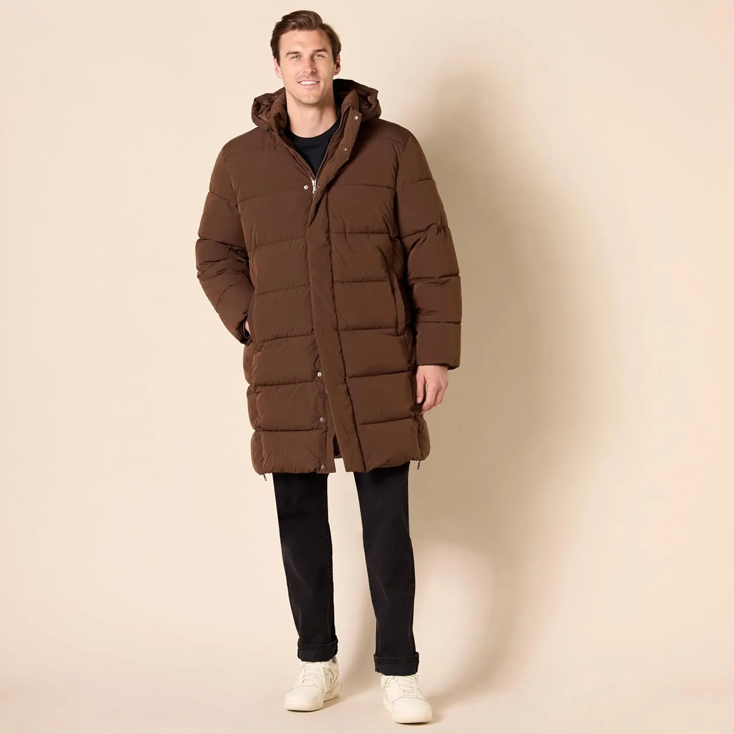 Amazon Essentials Men's Hooded Long Puffer Coat