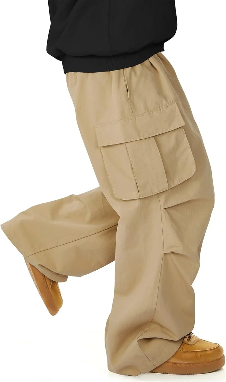 American Trends Baggy Cargo Pants Men Wide Casual Parachute Pants Men Jogger Drawstring Hiking Hip Hop Pants with Pocket