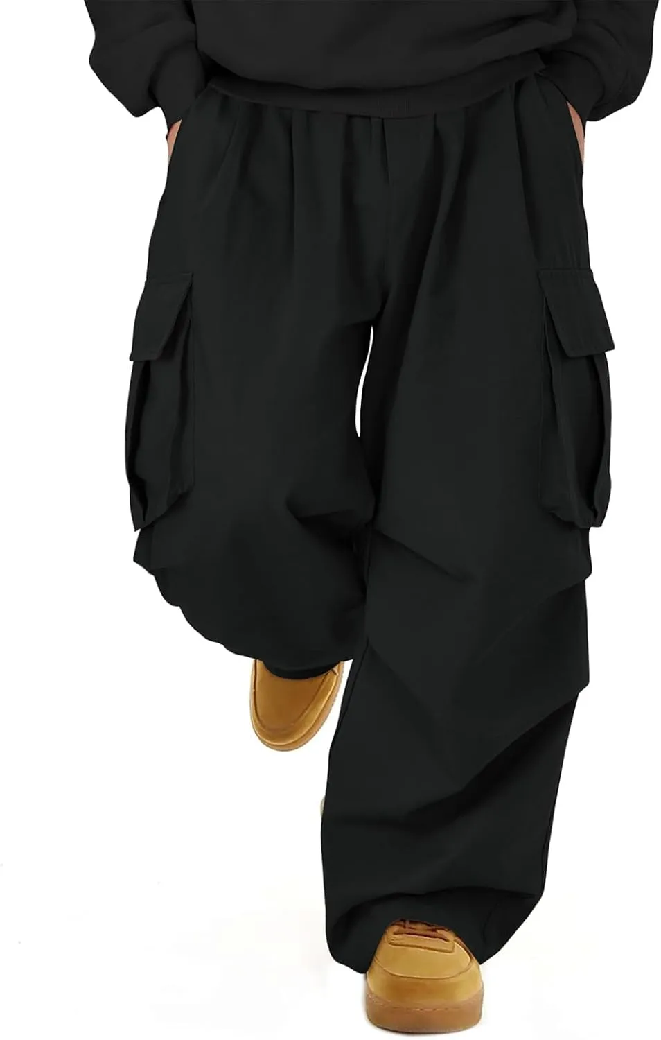 American Trends Baggy Cargo Pants Men Wide Casual Parachute Pants Men Jogger Drawstring Hiking Hip Hop Pants with Pocket