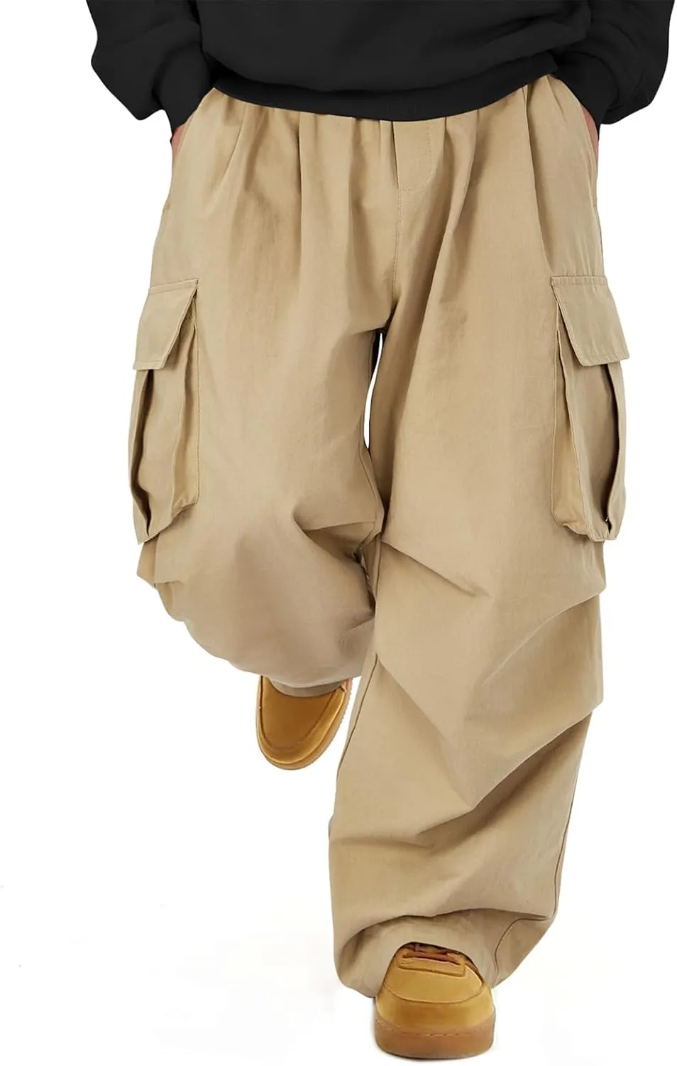 American Trends Baggy Cargo Pants Men Wide Casual Parachute Pants Men Jogger Drawstring Hiking Hip Hop Pants with Pocket