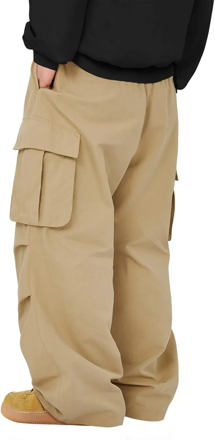 American Trends Baggy Cargo Pants Men Wide Casual Parachute Pants Men Jogger Drawstring Hiking Hip Hop Pants with Pocket