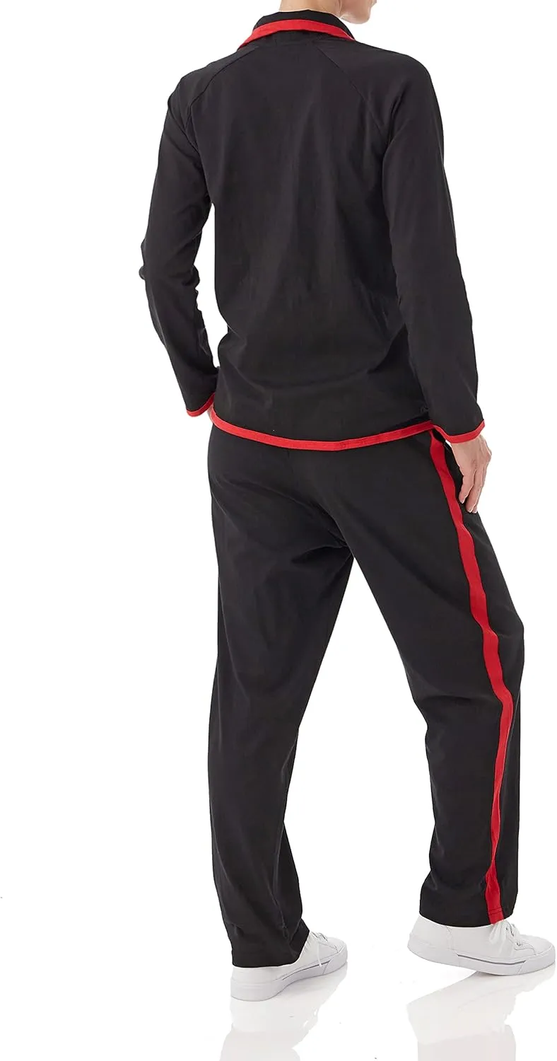 AmeriMark Women Striped Sweatsuit Set  Soft 2-Piece Tracksuit Zip-up Jacket Elastic Waist Pants  Relaxed Athletic Outfit