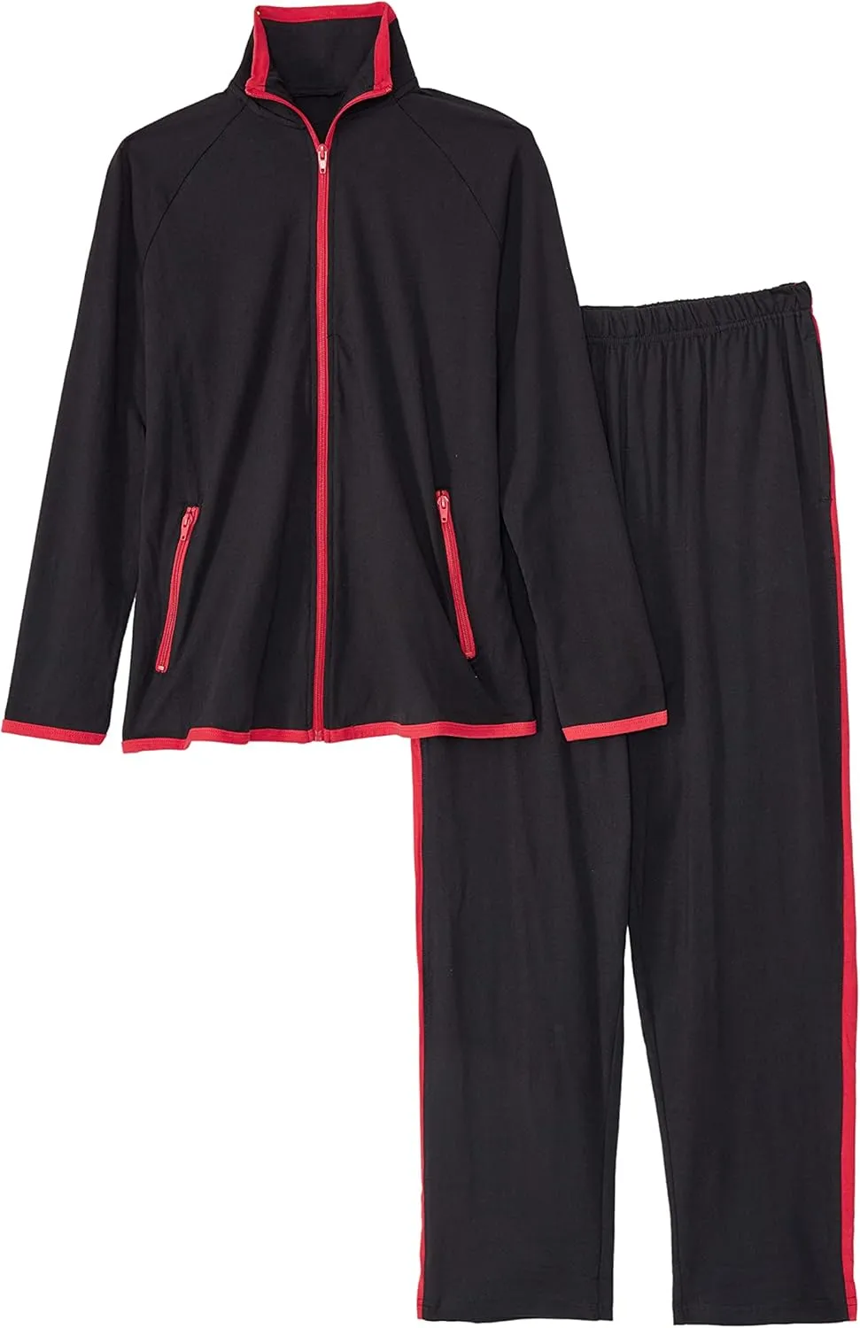 AmeriMark Women Striped Sweatsuit Set  Soft 2-Piece Tracksuit Zip-up Jacket Elastic Waist Pants  Relaxed Athletic Outfit