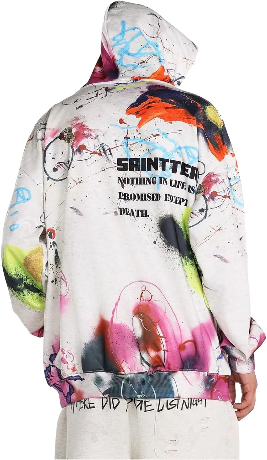 Arnodefrance Men Vintage Washed Graphic Hoodies Printing Graffiti Hoodie Cotton Warm Pullover