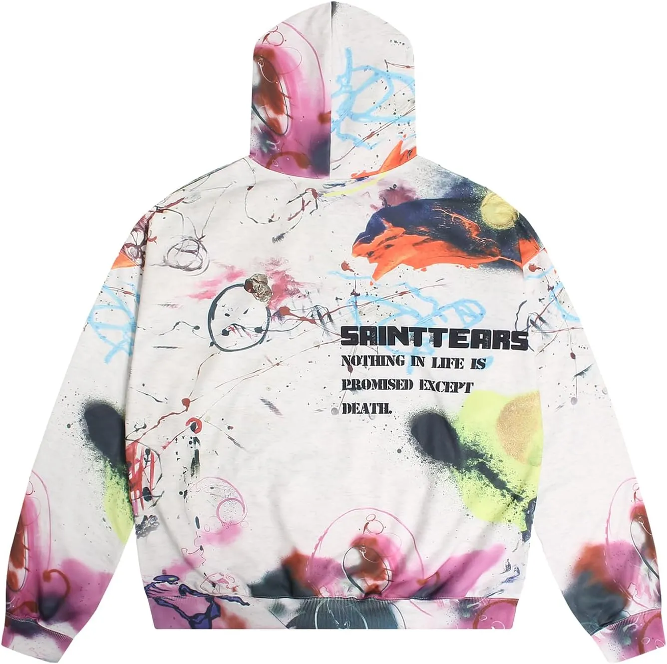 Arnodefrance Men Vintage Washed Graphic Hoodies Printing Graffiti Hoodie Cotton Warm Pullover