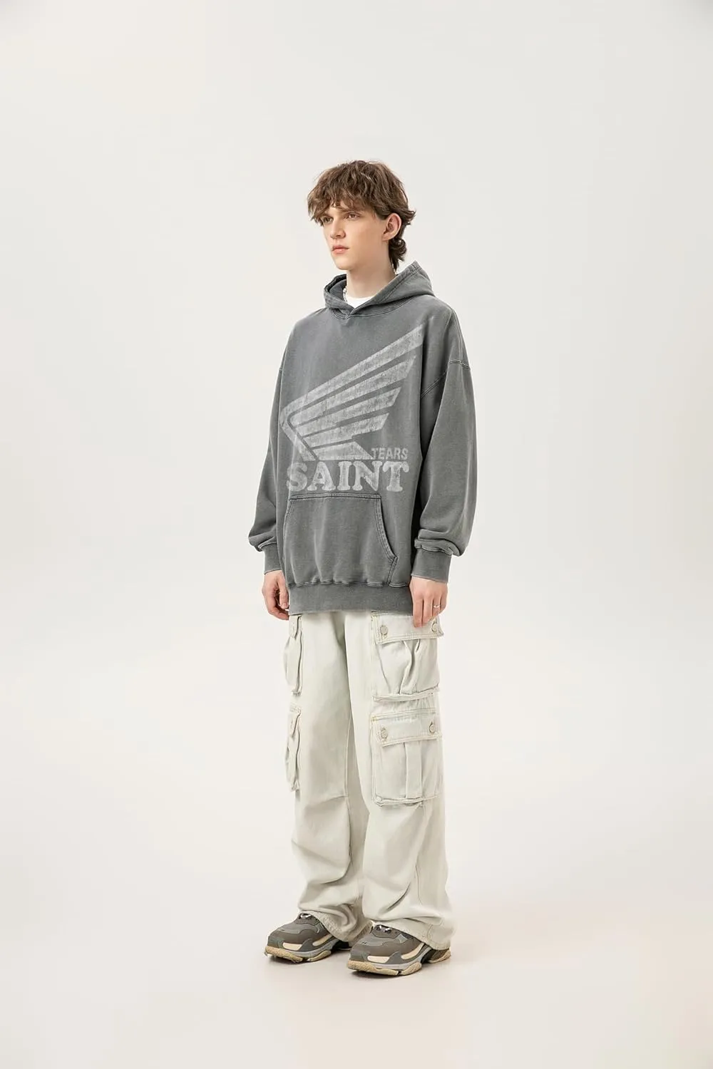 Arnodefrance Men Vintage Washed Graphic Hoodies Printing Graffiti Hoodie Cotton Warm Pullover