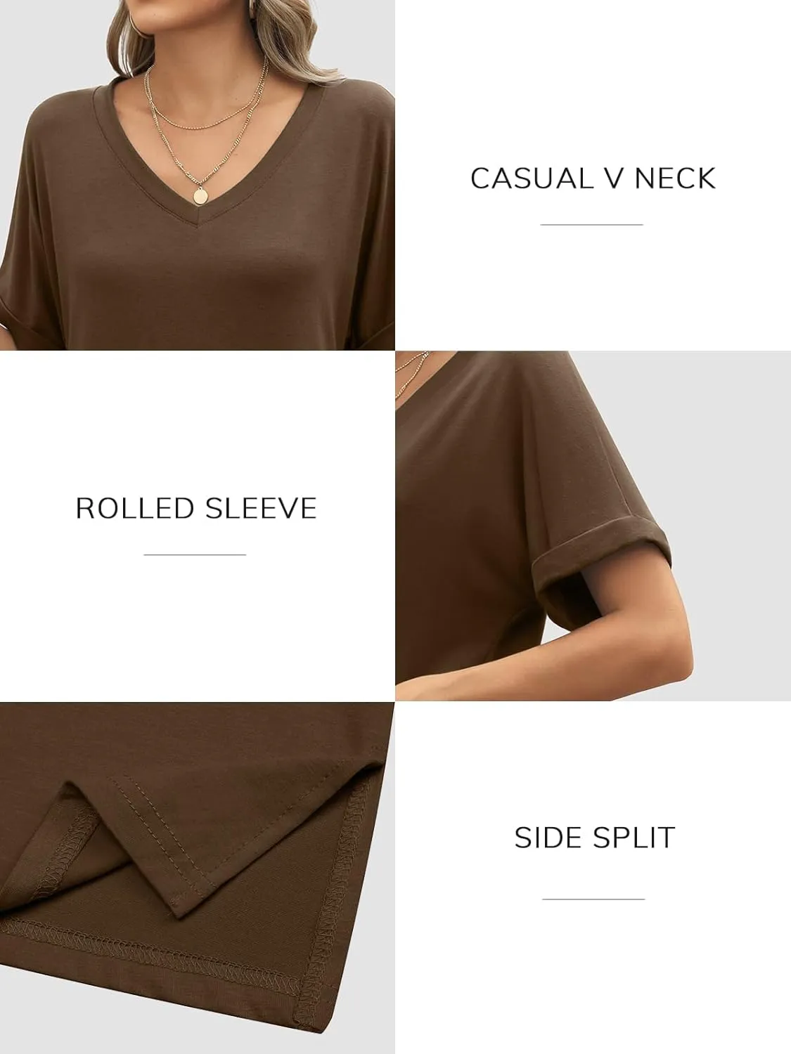 ATHMILE Womens Summer 2025 V Neck Casual Tunic Tops Spring Fashion Basic Trendy Outfits