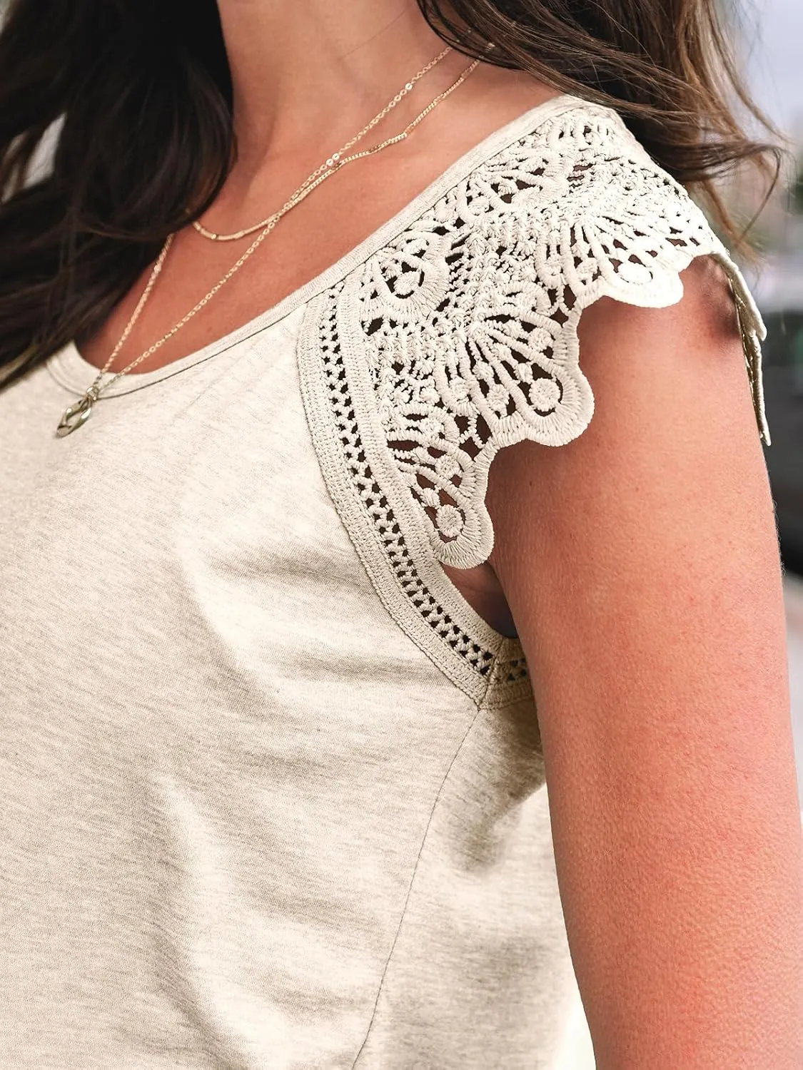 AUTOMET Womens Tops Casual Dressy Lace Summer Tee 2025 Cap Sleeve T Shirts Cute Basic Trendy Fashion Spring Outfits