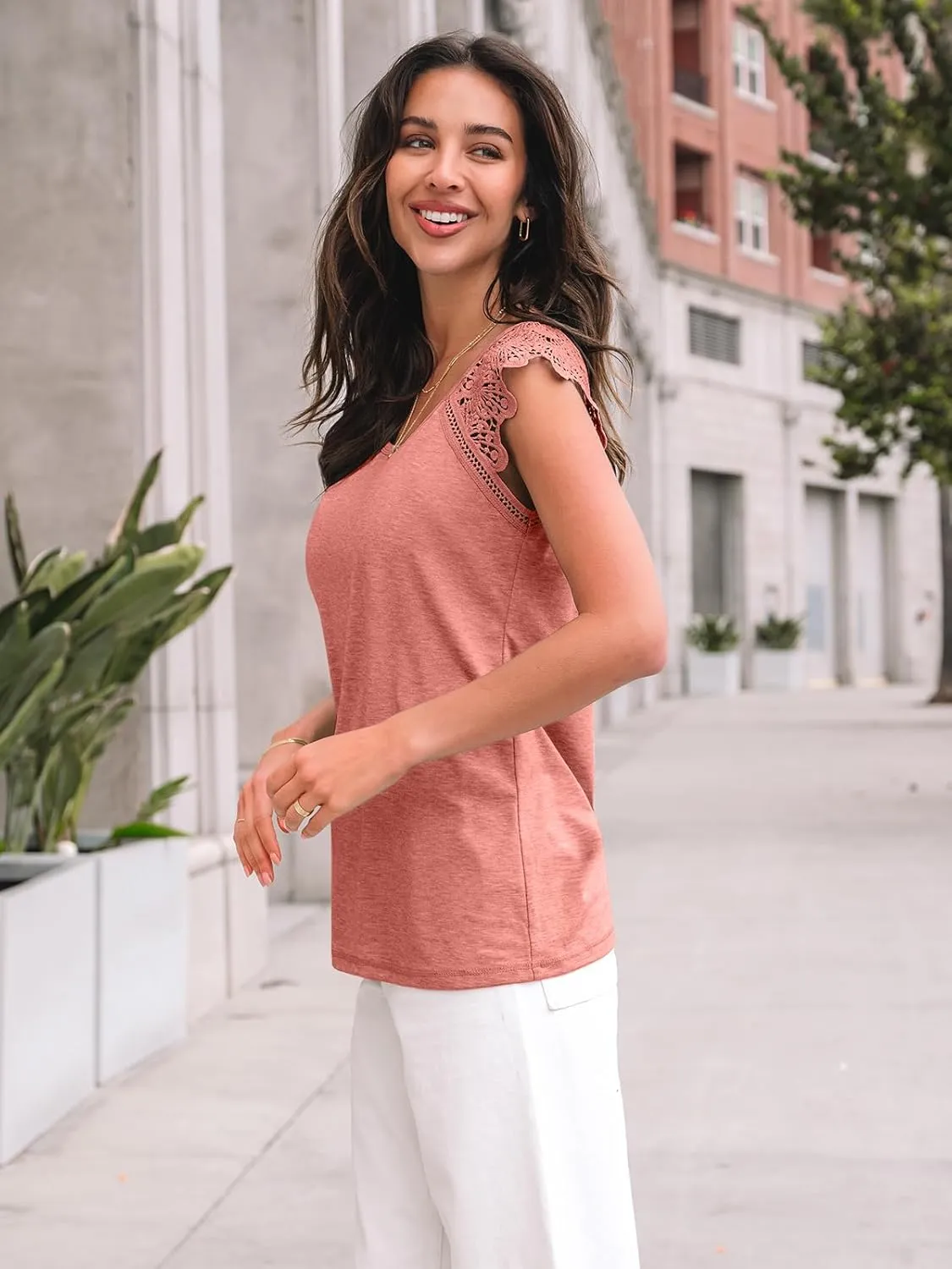 AUTOMET Womens Tops Casual Dressy Lace Summer Tee 2025 Cap Sleeve T Shirts Cute Basic Trendy Fashion Spring Outfits