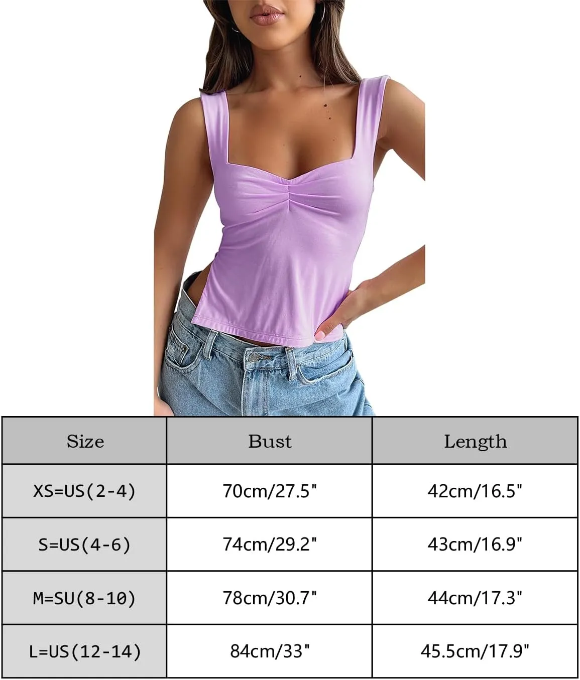 BAIGRAM Womens Sleeveless Slim Crop Tank Top Sexy Pleated Bustier Sweetheart Neck Strappy Slits Cropped Vest Cami
