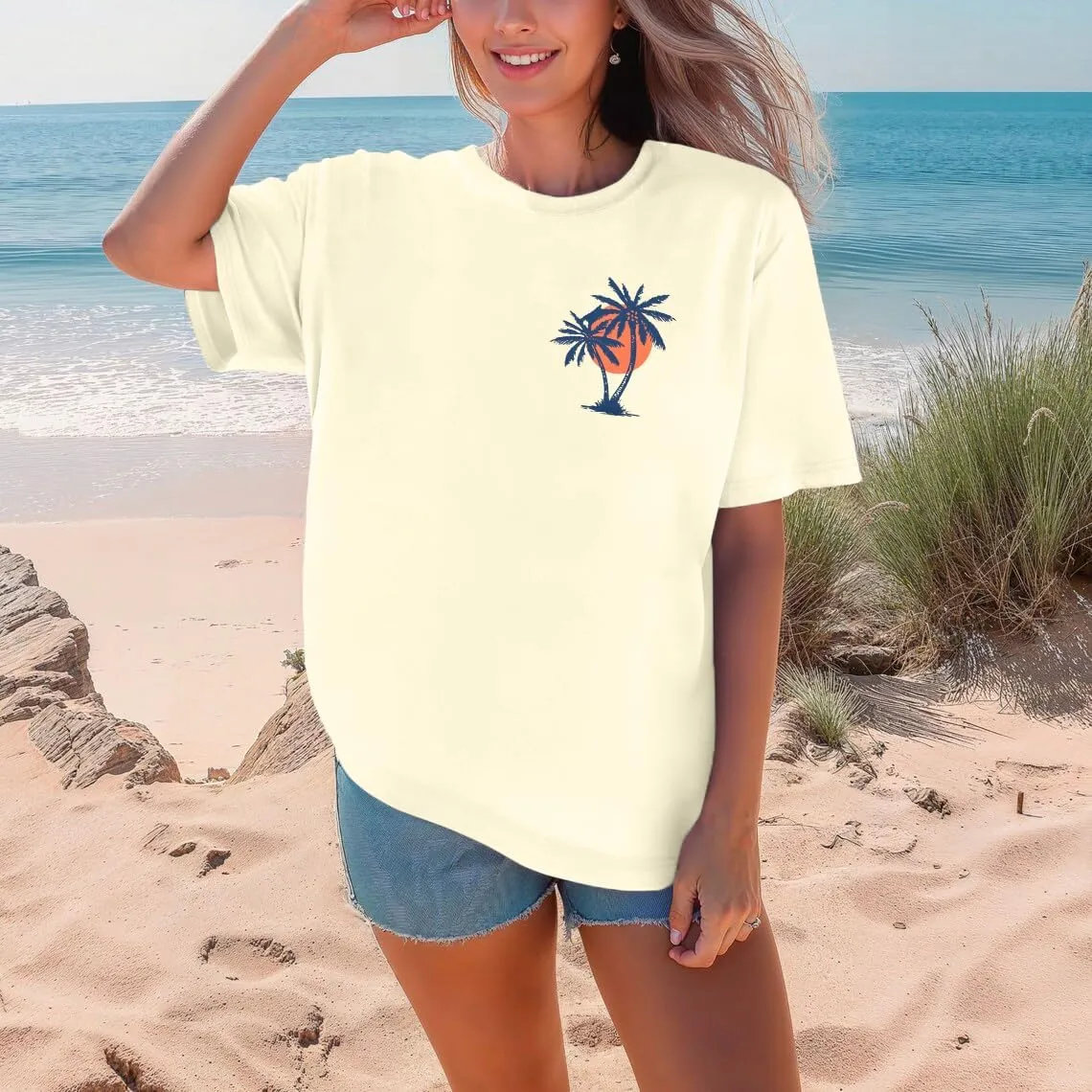 Beach T Shirts Women Find Me Under The Palms Shirt Vintage Summer Tropical Hawaii Vacation Trip Beach Graphic Tees