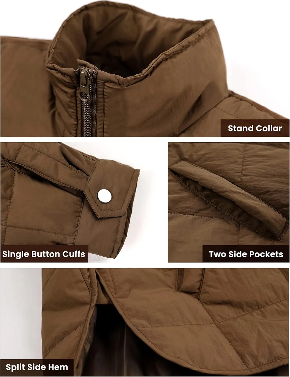 Bianstore Women's Oversized Splice Quilted Lightweight Puffer Jacket Casual Padded Coat