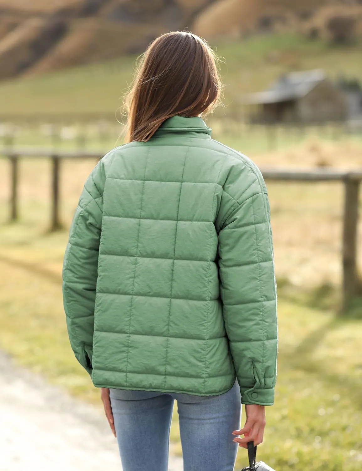 Bianstore Women's Oversized Splice Quilted Lightweight Puffer Jacket Casual Padded Coat