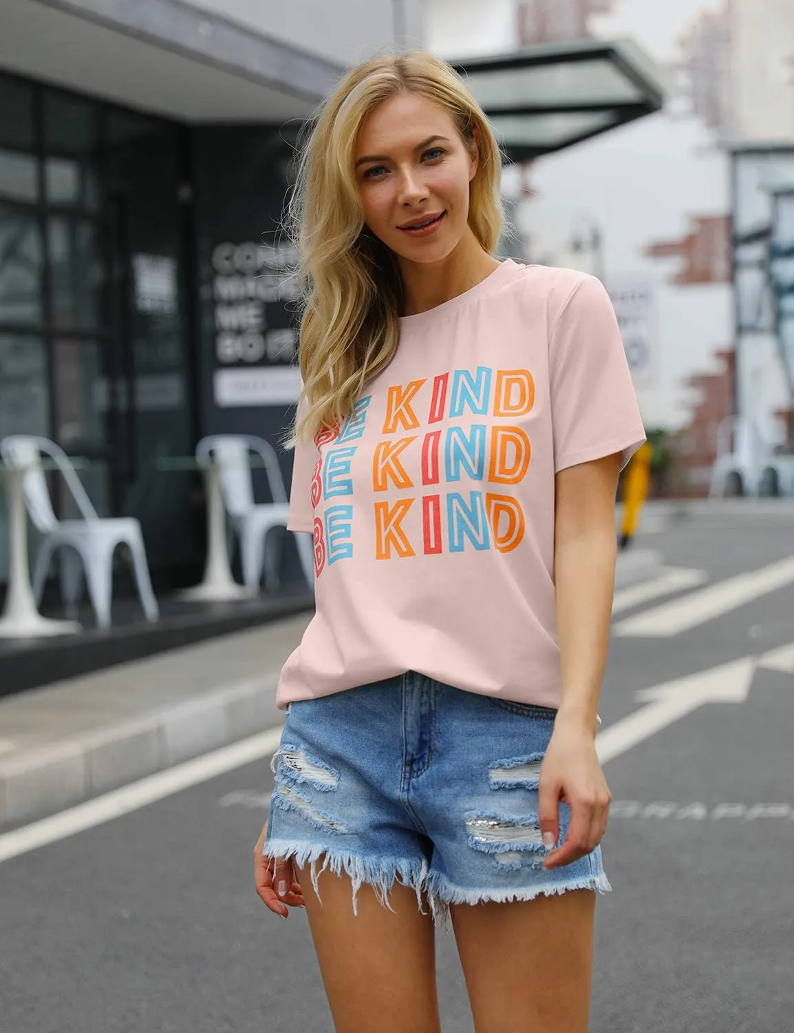 Blooming Jelly Womens Be Kind Shirt Short Sleeve Graphic Tees Loose Fit Tshirts Cute Casual Summer Tops Funny Teacher Outfits