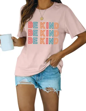 Blooming Jelly Womens Be Kind Shirt Short Sleeve Graphic Tees Loose Fit Tshirts Cute Casual Summer Tops Funny Teacher Outfits