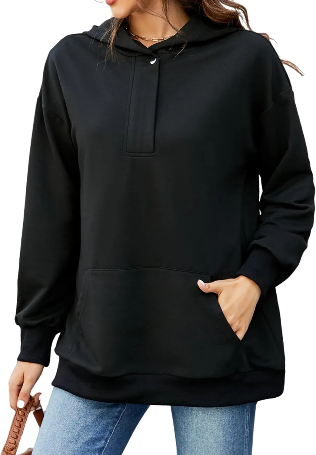 BMJL Womens Quarter Zip Pullover Oversized Hoodies Sweatshirts With Pocket 2023 Trendy Fall Clothes