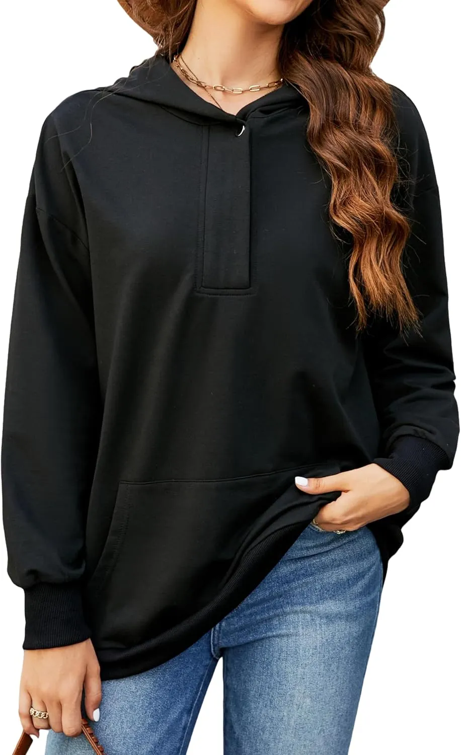 BMJL Womens Quarter Zip Pullover Oversized Hoodies Sweatshirts With Pocket 2023 Trendy Fall Clothes