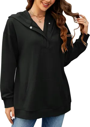 BMJL Womens Quarter Zip Pullover Oversized Hoodies Sweatshirts With Pocket 2023 Trendy Fall Clothes