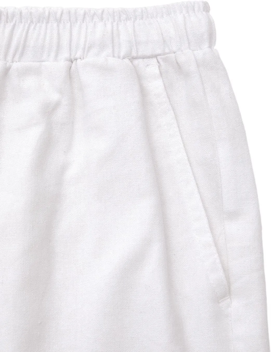 Bonnorth Women's Cotton Linen Drawstring Elastic Waist Loose Wide Leg Cropped Pants with Pockets