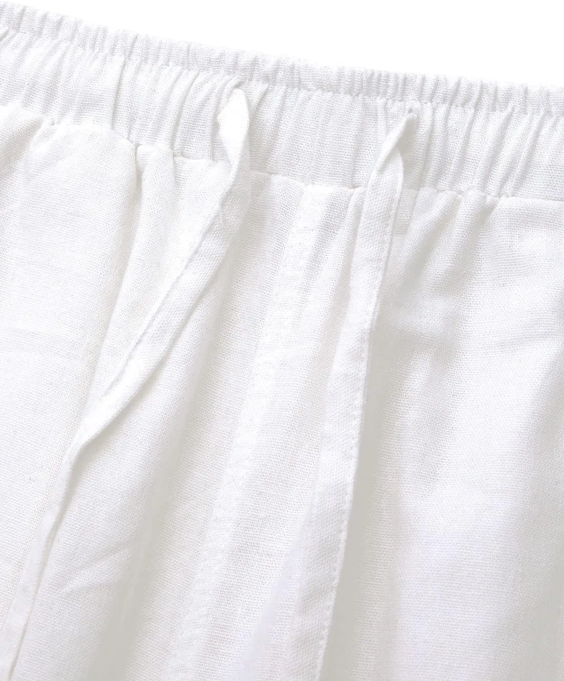 Bonnorth Women's Cotton Linen Drawstring Elastic Waist Loose Wide Leg Cropped Pants with Pockets