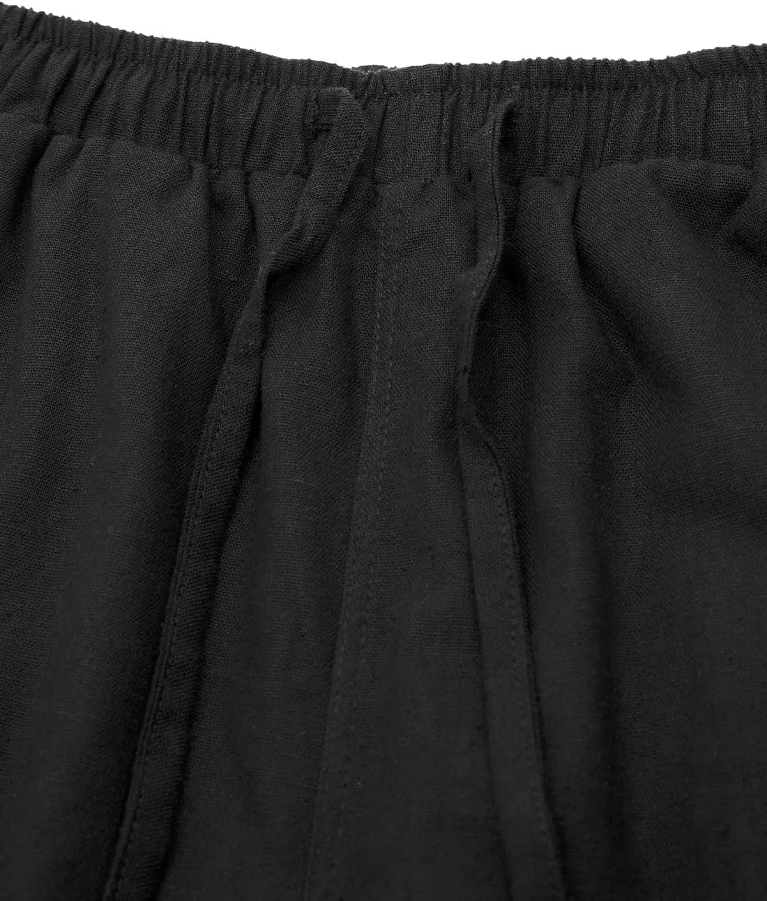 Bonnorth Women's Cotton Linen Drawstring Elastic Waist Loose Wide Leg Cropped Pants with Pockets