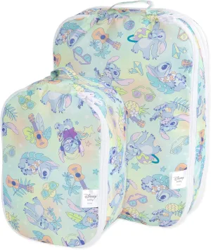 Bumkins Packing Cubes for Travel Bag, Organize Luggage with Compression Bags, Essential Traveling Accessories to Pack Carry On Suitcase, Must for Clothes or Toiletries, Set of 2 Sizes, Disney Stitch