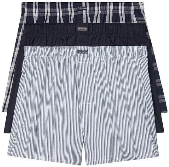 Calvin Klein Men's Underwear Cotton Classics 3-Pack Woven Boxer