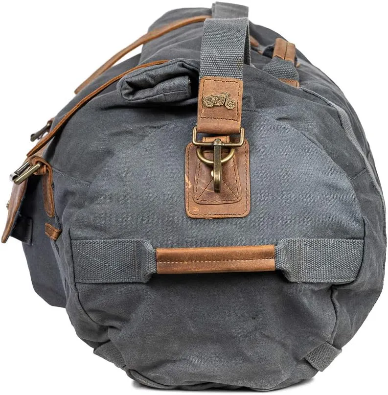 Canvas Duffel Bag for Unisex, Waterproof Travel Bag with Zippered Pockets, Weekender Overnight Bag for Travel, Sports & Gym- Grey