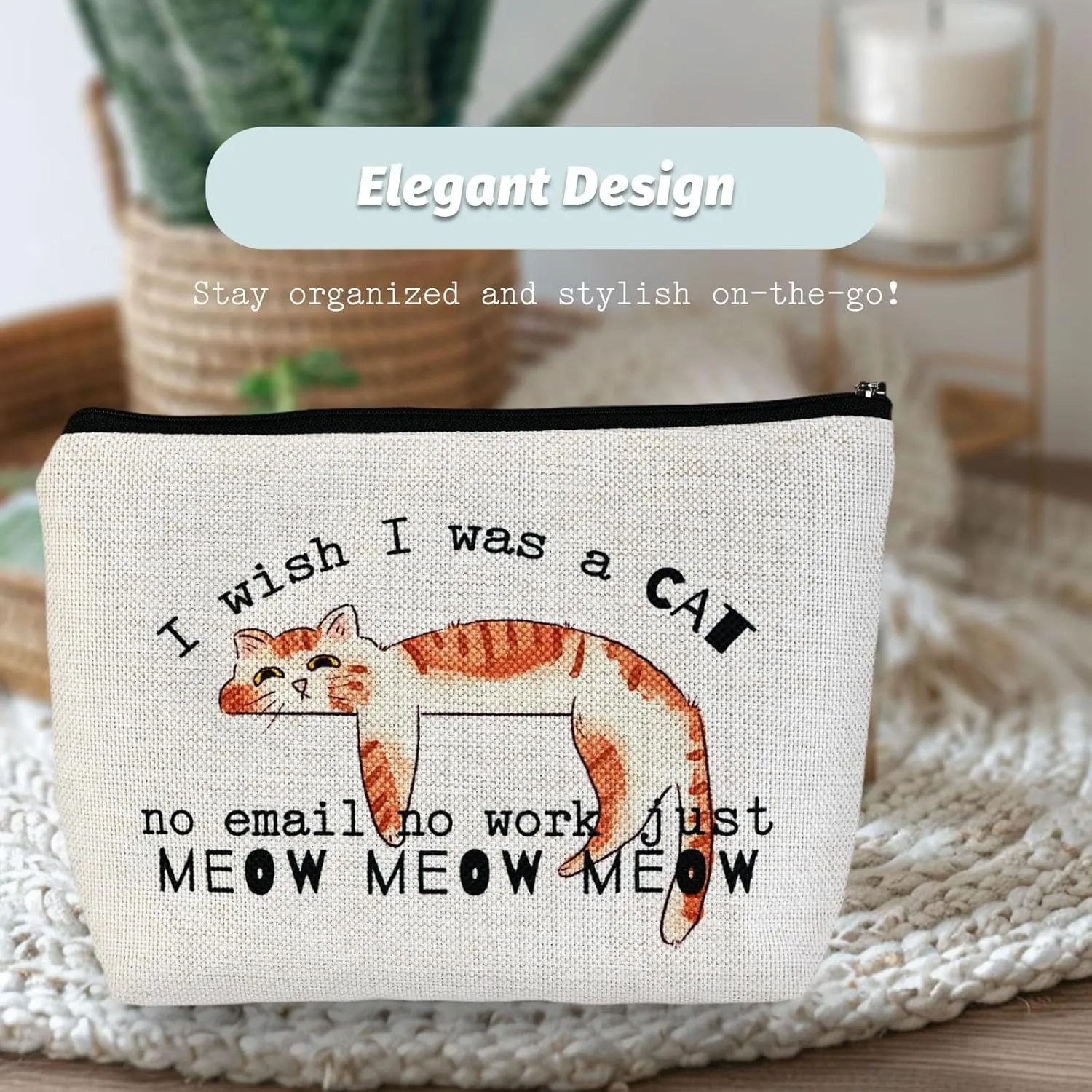Cat Makeup Bag,Cosmetic Bag for Women, Large Capacity Toiletry Bag,Zipper Pouch, Travel Accessories Storage with Lining