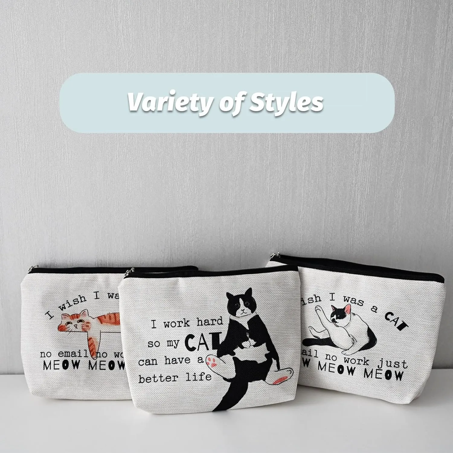 Cat Makeup Bag,Cosmetic Bag for Women, Large Capacity Toiletry Bag,Zipper Pouch, Travel Accessories Storage with Lining