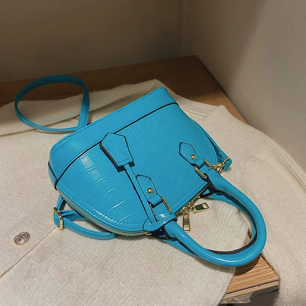 Crocodile Pattern Leather Dome Crossbody Bag for Women - Stylish Top Handle Satchel Handbag & Versatile Shoulder Tote