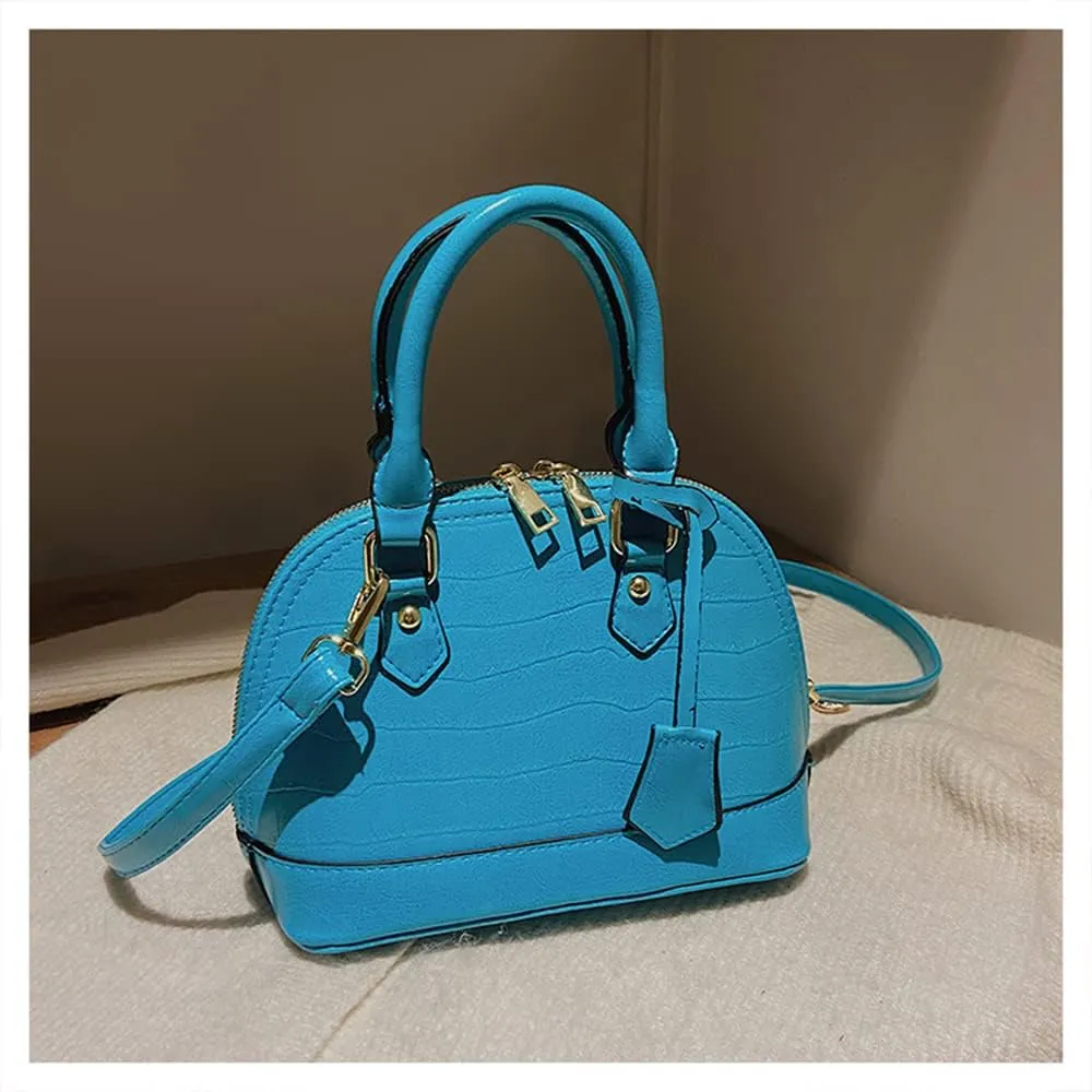 Crocodile Pattern Leather Dome Crossbody Bag for Women - Stylish Top Handle Satchel Handbag & Versatile Shoulder Tote
