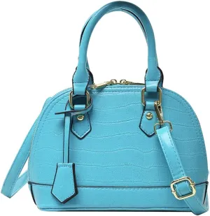 Crocodile Pattern Leather Dome Crossbody Bag for Women - Stylish Top Handle Satchel Handbag & Versatile Shoulder Tote