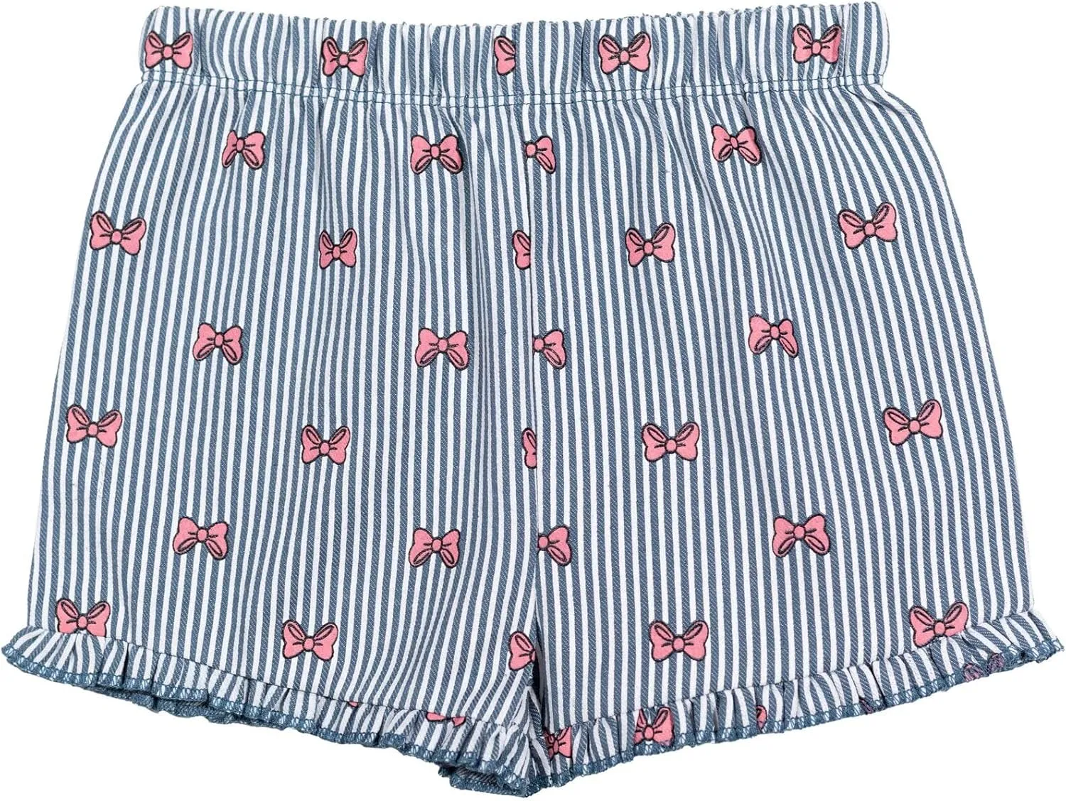 Disney Minnie Mouse Rainbow Floral T-Shirt and Chambray Shorts Outfit Set Infant to Big Kid Sizes (12 Months - 14-16)