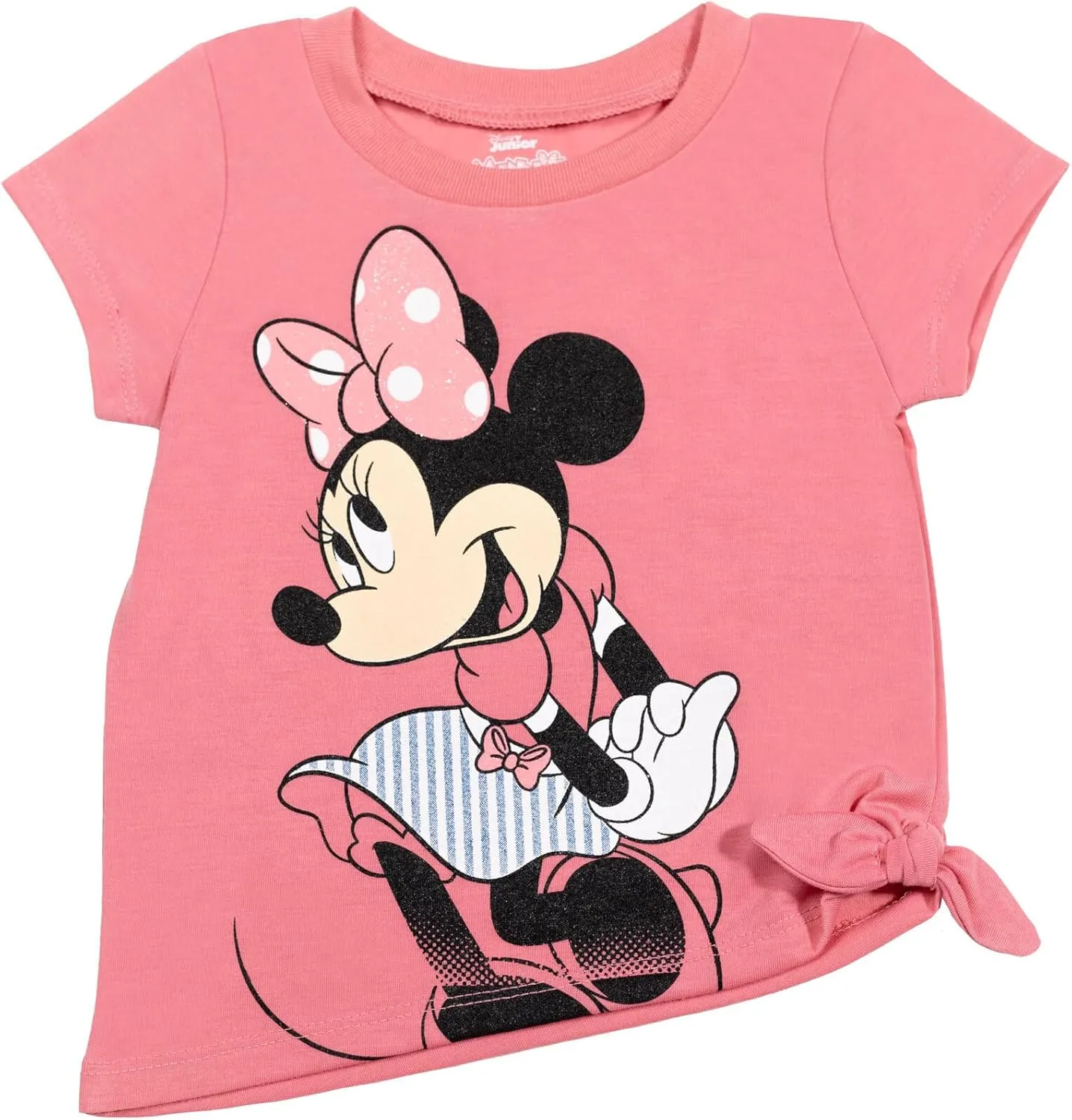 Disney Minnie Mouse Rainbow Floral T-Shirt and Chambray Shorts Outfit Set Infant to Big Kid Sizes (12 Months - 14-16)
