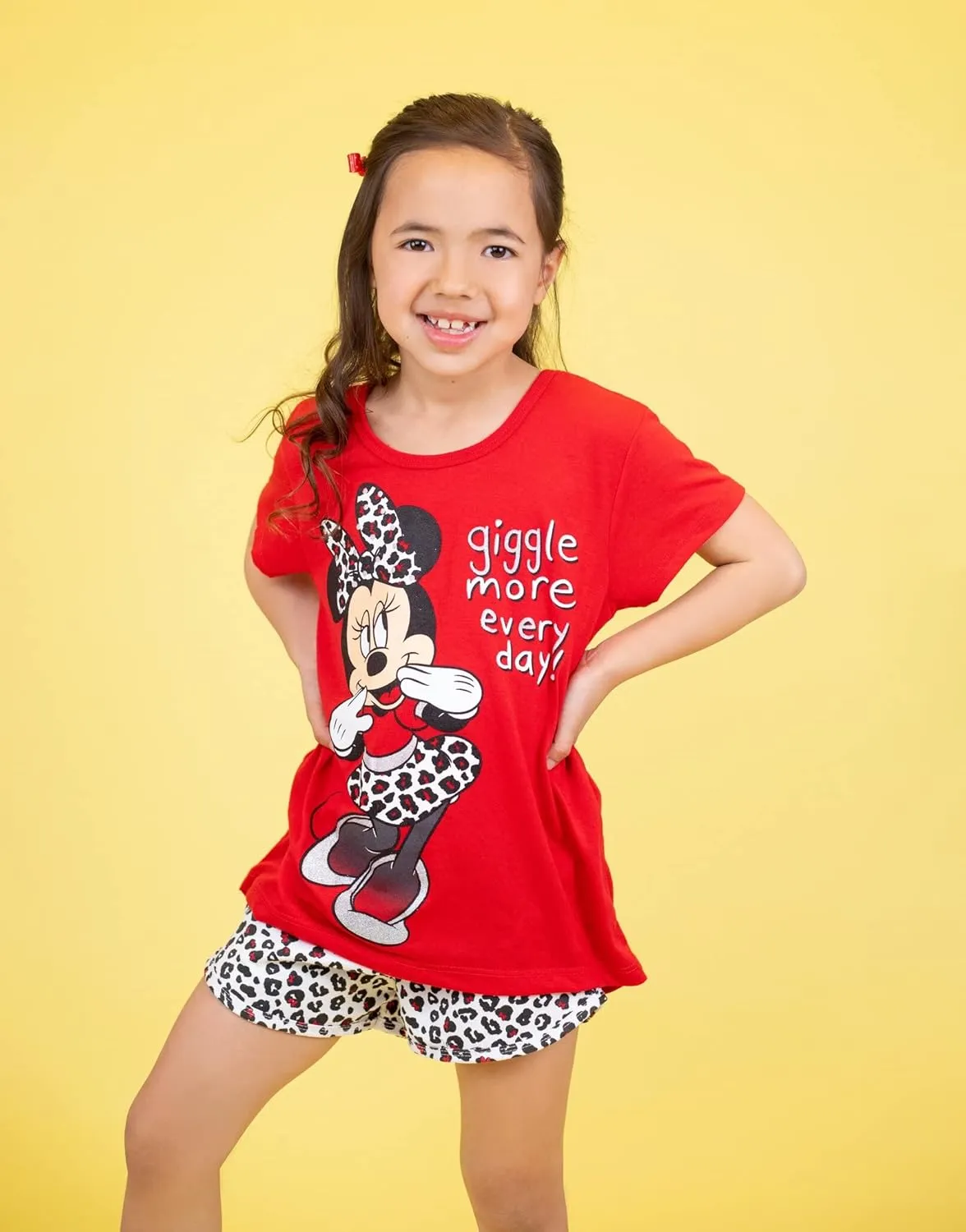 Disney Minnie Mouse T-Shirt French Terry Shorts and Scrunchie 3 Piece Outfit Set Infant to Big Kid
