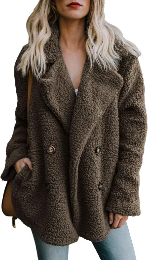 Dokotoo Womens 2024 Winter Fleece Teddy Bear Sherpa Jacket Coats with Pockets